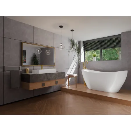 Wanna wolnostojąca z konglomeratu Ledno 160 x 70 biała